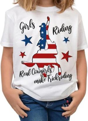 Tini - Shirts T-Shirt Trickriding Trickreiter Kinder Shirt Cowgirl Trickreiter Motiv T-Shirt Kindershirt : Girls Riding