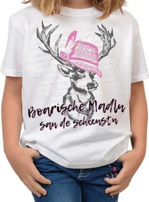 Tini - Shirts T-Shirt Mädchen Trachten Shirt Bayrisch Trachten-Motiv Hirsch T-Shirt für Mädchen : Boarische Madln