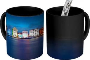 MuchoWow Tasse Skyline von Willemstad am Abend in Curacao
