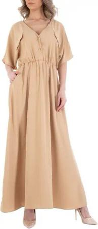 Ital-Design Sommerkleid Damen Freizeit Sommerkleid in Beige