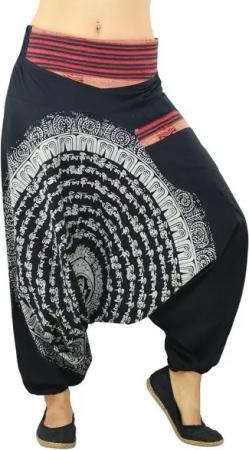 virblatt Haremshose Aladinhose Damen & Haremshose Herren, Baumwolle, Goa Hose Sommerhose Tasche mit Reißverschluss