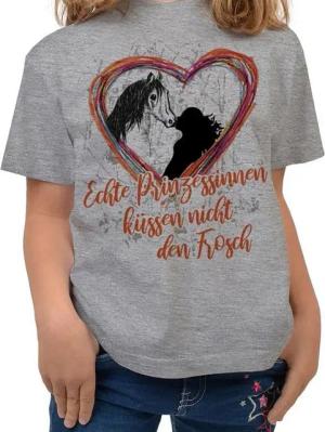 Tini - Shirts T-Shirt Mädchen Pferde Motiv Tshirt Pferde Sprüche Kinder Shirt: Echte Prinzessinnen küssen ....