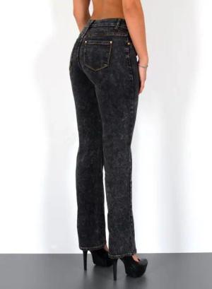 ESRA Straight-Jeans Damen Jeans Straight Leg mit hoher Bundhöhe und geradem Schnitt G2 Straight Jeans Damen Stretch Regular Jeans High Waist bis Plus Size