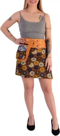 Sunsa Wickelrock Damenrock Knielang Sommerrock Wickelrock aus Baumwolle 2 Designs in 1 Wendbarer Rock, 2 Optische Designs in 1