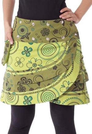 PUREWONDER Wickelrock Damen Rock mit Tasche und Schnürung sk182 Baumwolle Einheitsgröße