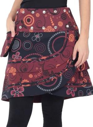 PUREWONDER Wickelrock Damen Rock mit Tasche und Schnürung sk182 Baumwolle Einheitsgröße