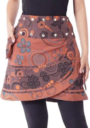 PUREWONDER Wickelrock Damen Rock mit Tasche und Schnürung sk182 Baumwolle Einheitsgröße