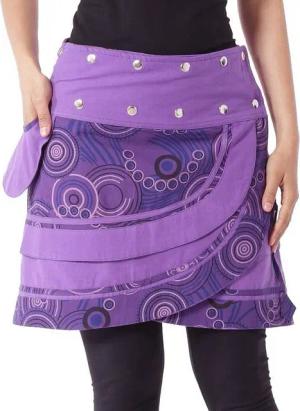 PUREWONDER Wickelrock Damen Rock mit Tasche und Schnürung sk181 Baumwolle Einheitsgröße