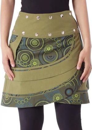 PUREWONDER Wickelrock Damen Rock mit Tasche und Schnürung sk181 Baumwolle Einheitsgröße