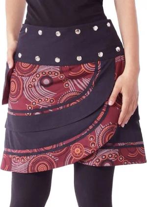 PUREWONDER Wickelrock Damen Rock mit Tasche und Schnürung sk181 Baumwolle Einheitsgröße