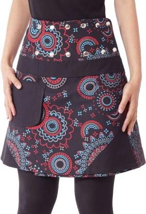 PUREWONDER Wickelrock Damen Rock mit Druckknöpfen und Tasche sk178 Baumwolle Einheitsgröße