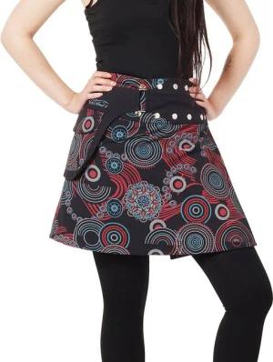 PUREWONDER Wickelrock Damen Rock mit Muster und Tasche sk195 Baumwolle Einheitsgröße