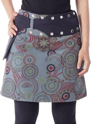 PUREWONDER Wickelrock Damen Rock mit Muster und Tasche sk195 Baumwolle Einheitsgröße