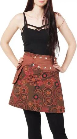 PUREWONDER Wickelrock Damen Rock mit Muster und Tasche sk195 Baumwolle Einheitsgröße
