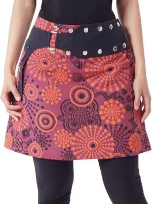 PUREWONDER Wickelrock Damen Rock mit Tasche und Print sk170 Baumwolle Einheitsgröße