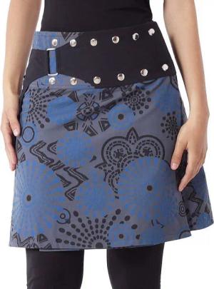 PUREWONDER Wickelrock Damen Rock mit Tasche und Print sk170 Baumwolle Einheitsgröße