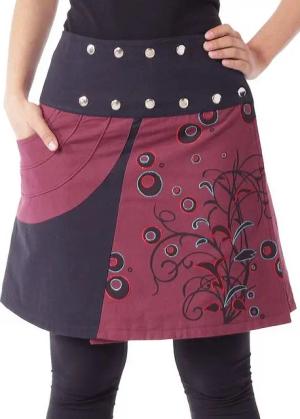 PUREWONDER Wickelrock Damen Rock mit Druckknöpfen und Tasche sk175 Baumwolle Einheitsgröße