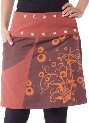 PUREWONDER Wickelrock Damen Rock mit Druckknöpfen und Tasche sk175 Baumwolle Einheitsgröße