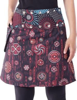 PUREWONDER Wickelrock Damen Rock mit Tasche und Stickerei sk184 Baumwolle Einheitsgröße