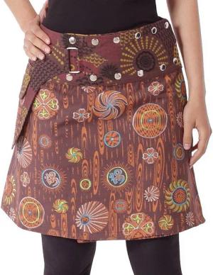 PUREWONDER Wickelrock Damen Rock mit Tasche und Stickerei sk184 Baumwolle Einheitsgröße