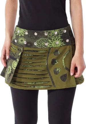 PUREWONDER Wickelrock Damen Rock mit Patchwork sk24 Baumwolle Einheitsgröße