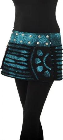 PUREWONDER Wickelrock Damen Rock mit Patchwork sk24 Baumwolle Einheitsgröße