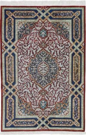 Nain Trading Seidenteppich Ghom Seide 100x148 Handgeknüpfter Orientteppich / Perserteppich, rechteckig, Höhe: 3 mm