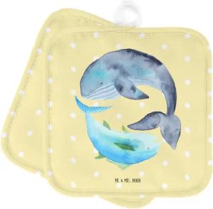 Mr. & Mrs. Panda Topflappen Walfisch Thunfisch - Gelb Pastell - Geschenk, Spruch lustig, Ofenhand, (1-tlg), Vielseitig einsetzbar