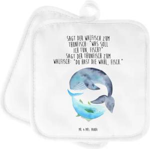 Mr. & Mrs. Panda Topflappen Walfisch Thunfisch - Weiß - Geschenk, Spruch lustig, Topfhandschuhe, (1-tlg), Hitzebeständig
