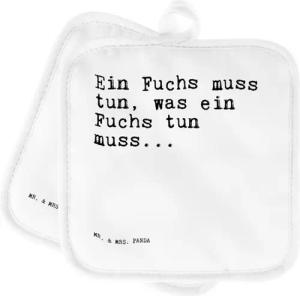 Mr. & Mrs. Panda Topflappen Ein Fuchs muss tun,... - Weiß - Geschenk, Schlauberger, Topfuntersetz, (1-tlg)