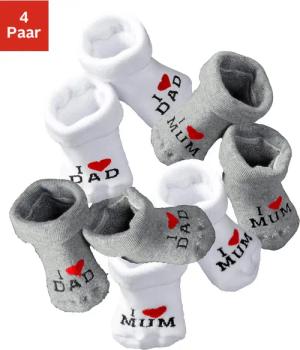Vivance Umschlagsocken, (Packung, 4 Paar), mit Umschlagbündchen mit eingestricktem Spruch