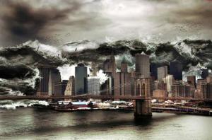 Papermoon Fototapete "Tsuname vor New York"