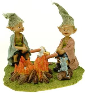 Vogler Dekofigur Grillabend Pixie Teelichthalter Pixies grillen mit Igel und Maus 19cm