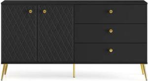 99rooms Kommode Yoker (Sideboard, Kommode), mit 3 Schubladen, 2 Fächer, 2 Türen, goldene Metallfüße