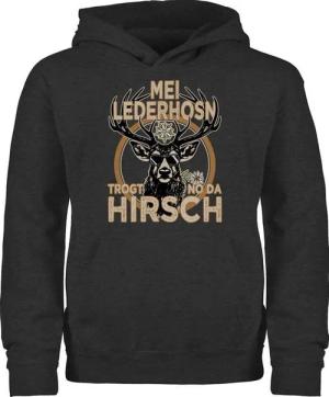 Shirtracer Hoodie Trachten Outfit Lederhose Spruch Trägt der Hirsch Mode für Oktoberfest Kinder Outfit