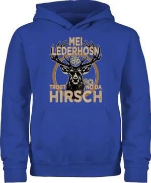 Shirtracer Hoodie Trachten Outfit Lederhose Spruch Trägt der Hirsch Mode für Oktoberfest Kinder Outfit