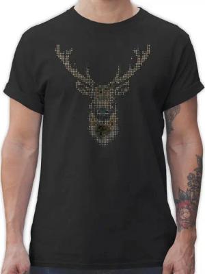 Shirtracer T-Shirt Hirsch Pixel Weihachten Kleidung