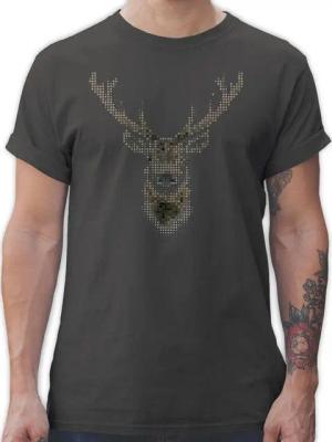 Shirtracer T-Shirt Hirsch Pixel Weihachten Kleidung