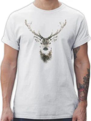 Shirtracer T-Shirt Hirsch Pixel Weihachten Kleidung