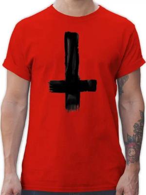 Shirtracer T-Shirt Umgedrehtes Kreuz Vintage Symbol und Zeichen Outfit