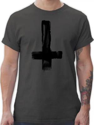Shirtracer T-Shirt Umgedrehtes Kreuz Vintage Symbol und Zeichen Outfit