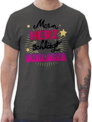 Shirtracer T-Shirt Mein Herz schlägt Schlager Outfit Schlagerparty I Schlager Party Outfit