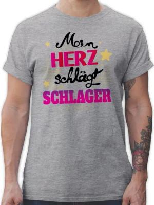 Shirtracer T-Shirt Mein Herz schlägt Schlager Outfit Schlagerparty I Schlager Party Outfit