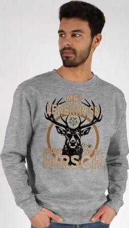 Shirtracer Sweatshirt Trachten Outfit Lederhose Spruch Trägt der Hirsch (1-tlg) Mode für Oktoberfest Herren