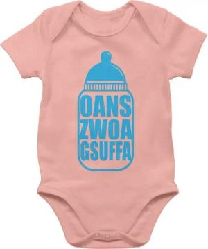 Shirtracer Shirtbody Babyflasche Oans Zwoa Gsuffa blau Mode für Oktoberfest Baby Outfit