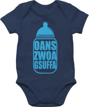 Shirtracer Shirtbody Babyflasche Oans Zwoa Gsuffa blau Mode für Oktoberfest Baby Outfit
