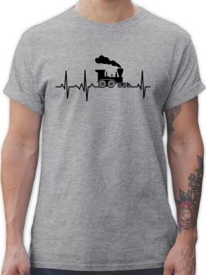 Shirtracer T-Shirt Dampflok Herzschlag I Dampflokomotive Geschenk Eisenbahner Eisenbahnli Hobby Outfit