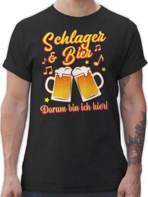 Shirtracer T-Shirt Schlager & Bier darum bin ich hier! Schlager Party Outfit