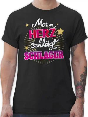 Shirtracer T-Shirt Mein Herz schlägt Schlager Schlager Party Outfit