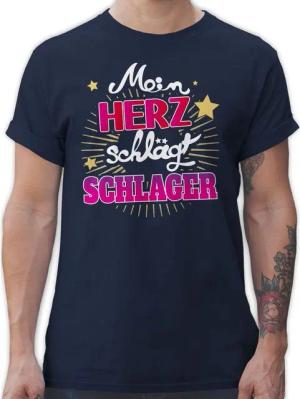 Shirtracer T-Shirt Mein Herz schlägt Schlager Schlager Party Outfit
